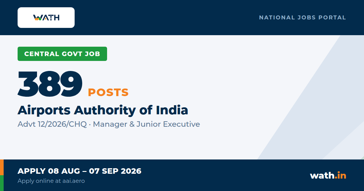 AAI Recruitment 2026 - 389 Manager and Junior Executive Posts | Airports Authority of India