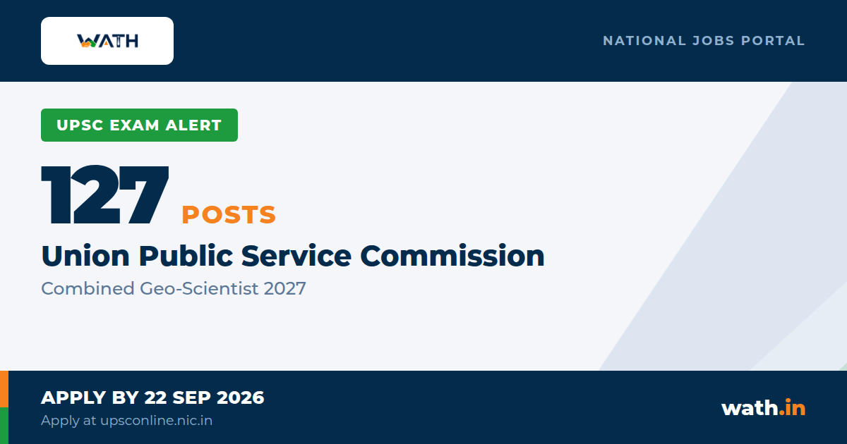 UPSC Combined Geo-Scientist 2027 - 127 Posts, Fee Rs 200 and Women Pay Nothing (Notice 01/2027-GEOL)